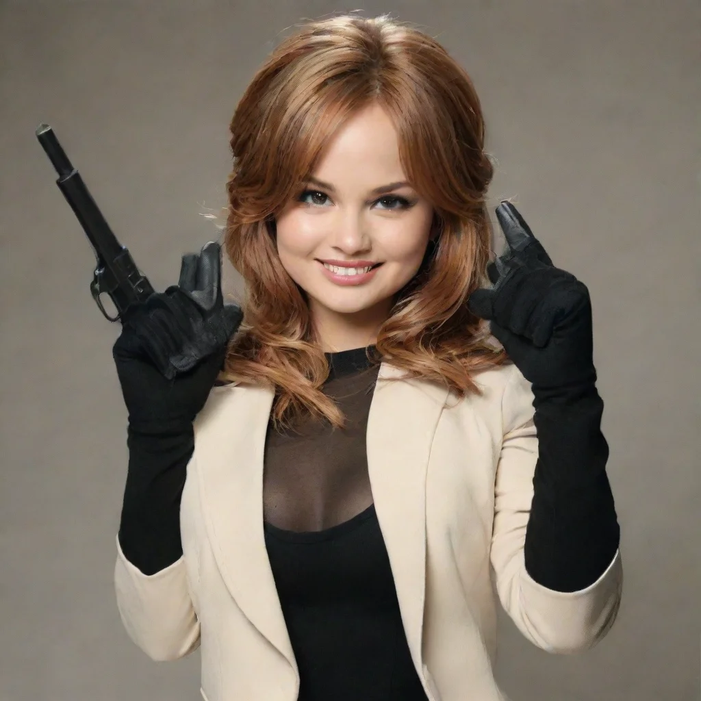 trending debby ryan aa bailey pickett  smiling with black gloves and gun good looking fantastic 1
