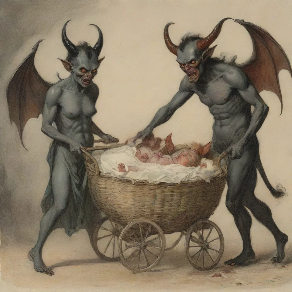 aitrending demons with a newborn baby in a buggy good looking fantastic 1