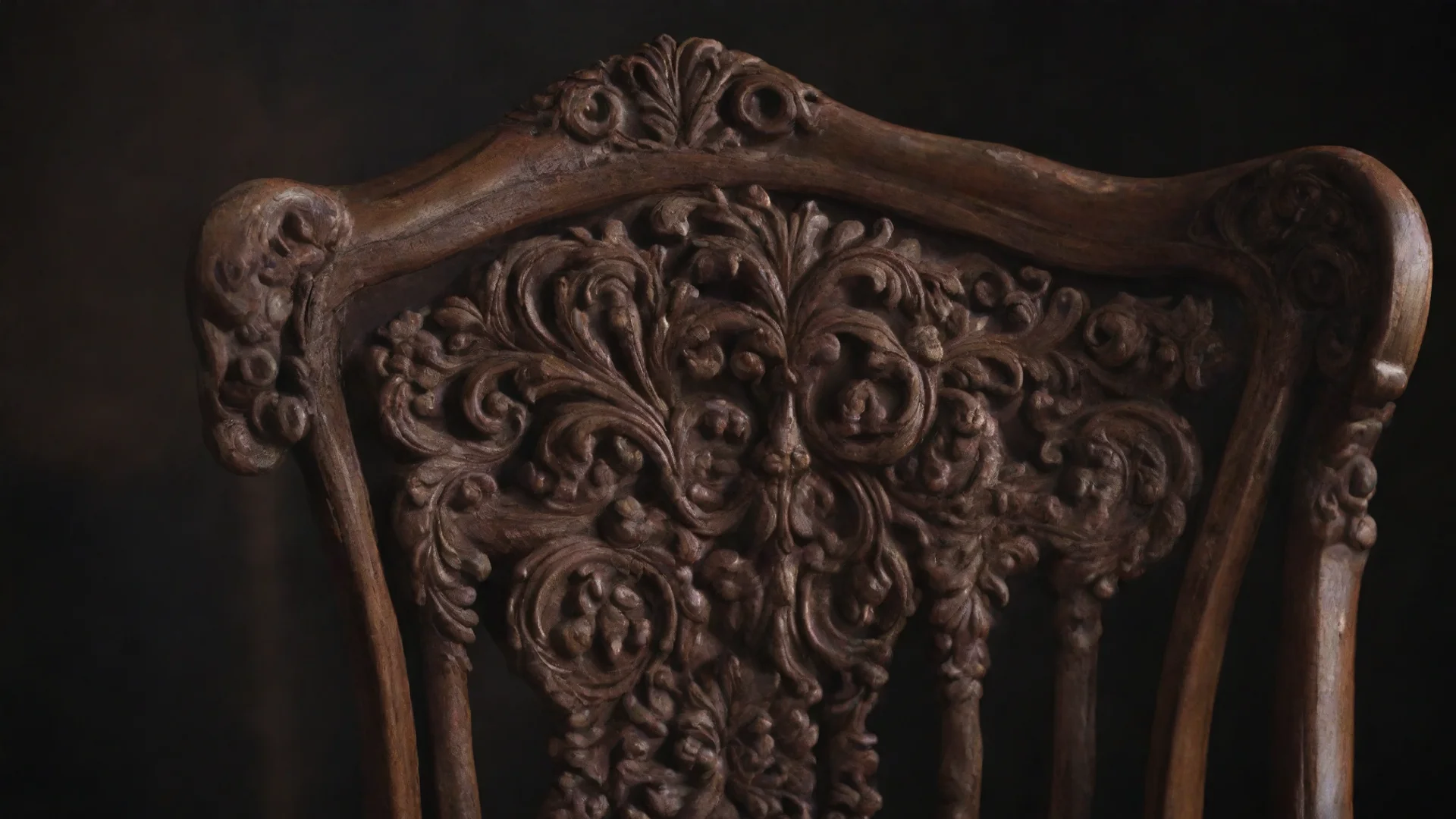 trending detail view of an ornate chair back dark brown at the edge blurred with high craftsmanship and dark background good looking fantastic 1 hdwidescreen