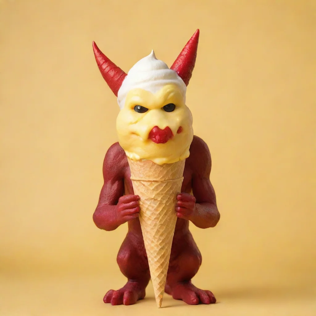 aitrending devil licking a vanilla icecream cone yellow background good looking fantastic 1