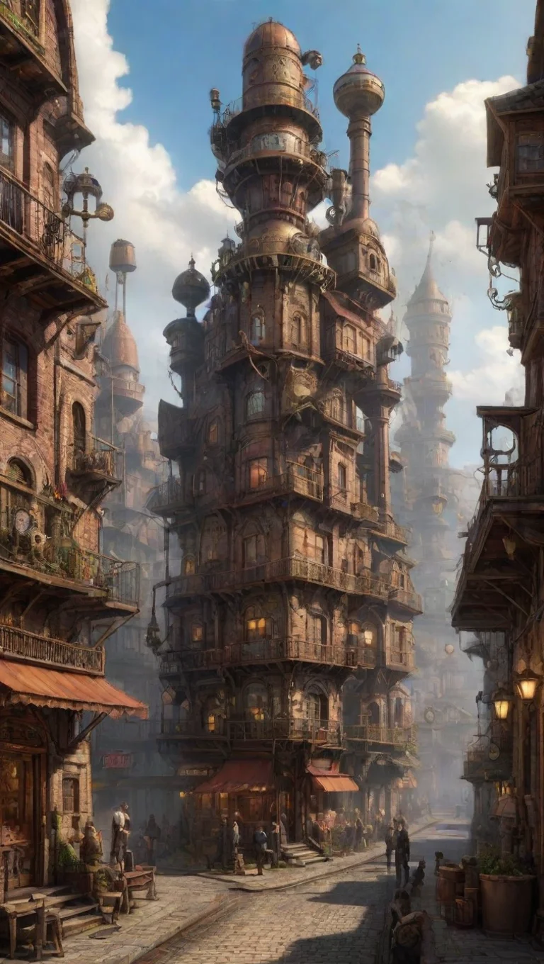 aitrending digital art steampunk chill town epic lovely detailed world good looking fantastic 1 tall