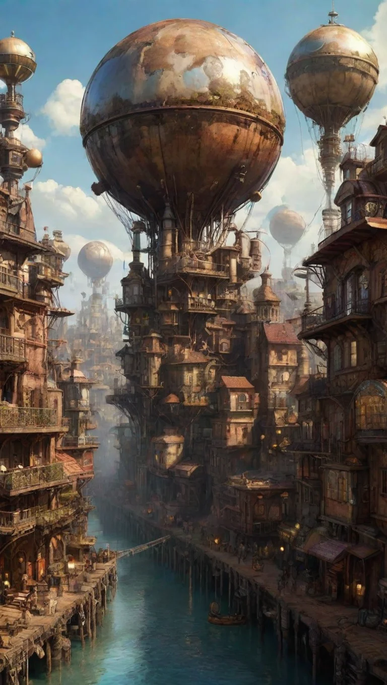 aitrending digital art steampunk chill town epic lovely detailed world venus colony good looking fantastic 1 tall