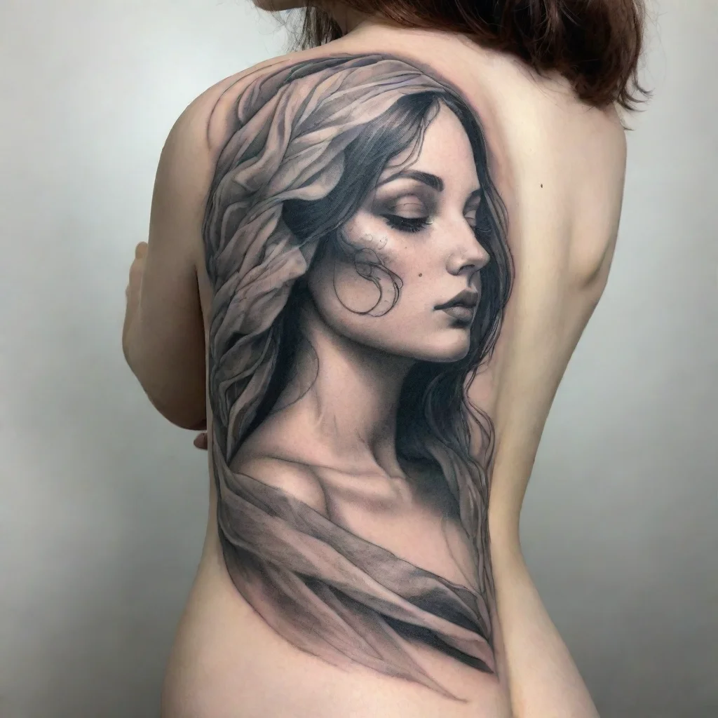 aitrending divine woman covered in sheet fine line black and white tattoo good looking fantastic 1