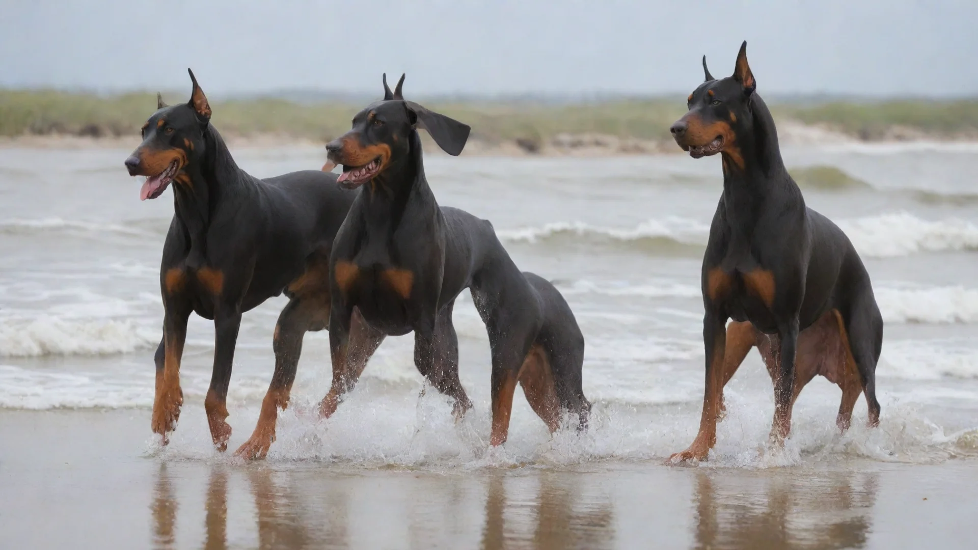 trending dobermans playing at the beach good looking fantastic 1 hdwidescreen