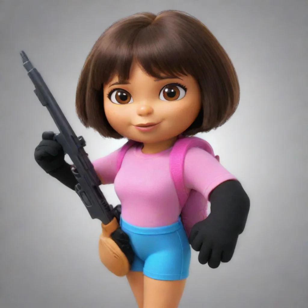 aitrending dora the explorer with black gloves and gun good looking fantastic 1