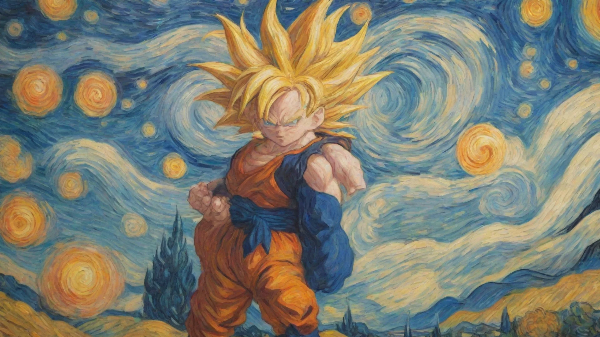 trending dragon ball z in van gogh style good looking fantastic 1 wide