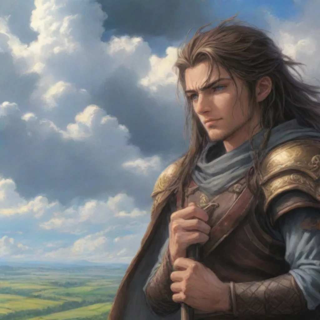 aitrending epic swordsman anime lords of the rings looking out over plains hd anime cell drawing clouds warrior good looking fantastic 1