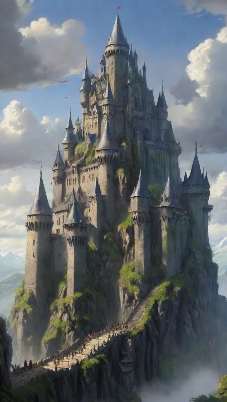 aitrending epic wonderland castle tall walls fortress epic anime orc invasion spears armored fantasy urukai lord of the rings style anime good looking fantastic 1 tall