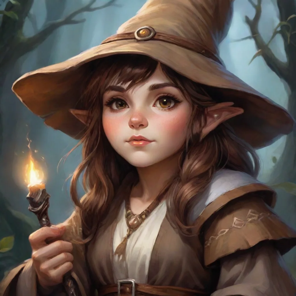 aitrending fantasy art of a gnomish mage with brown hair and brown eyes good looking fantastic 1