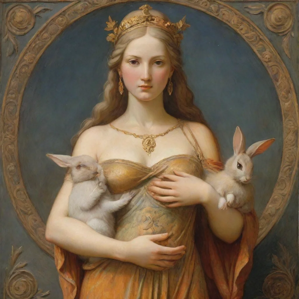 trending female goddess holding a rabbit  good looking fantastic 1