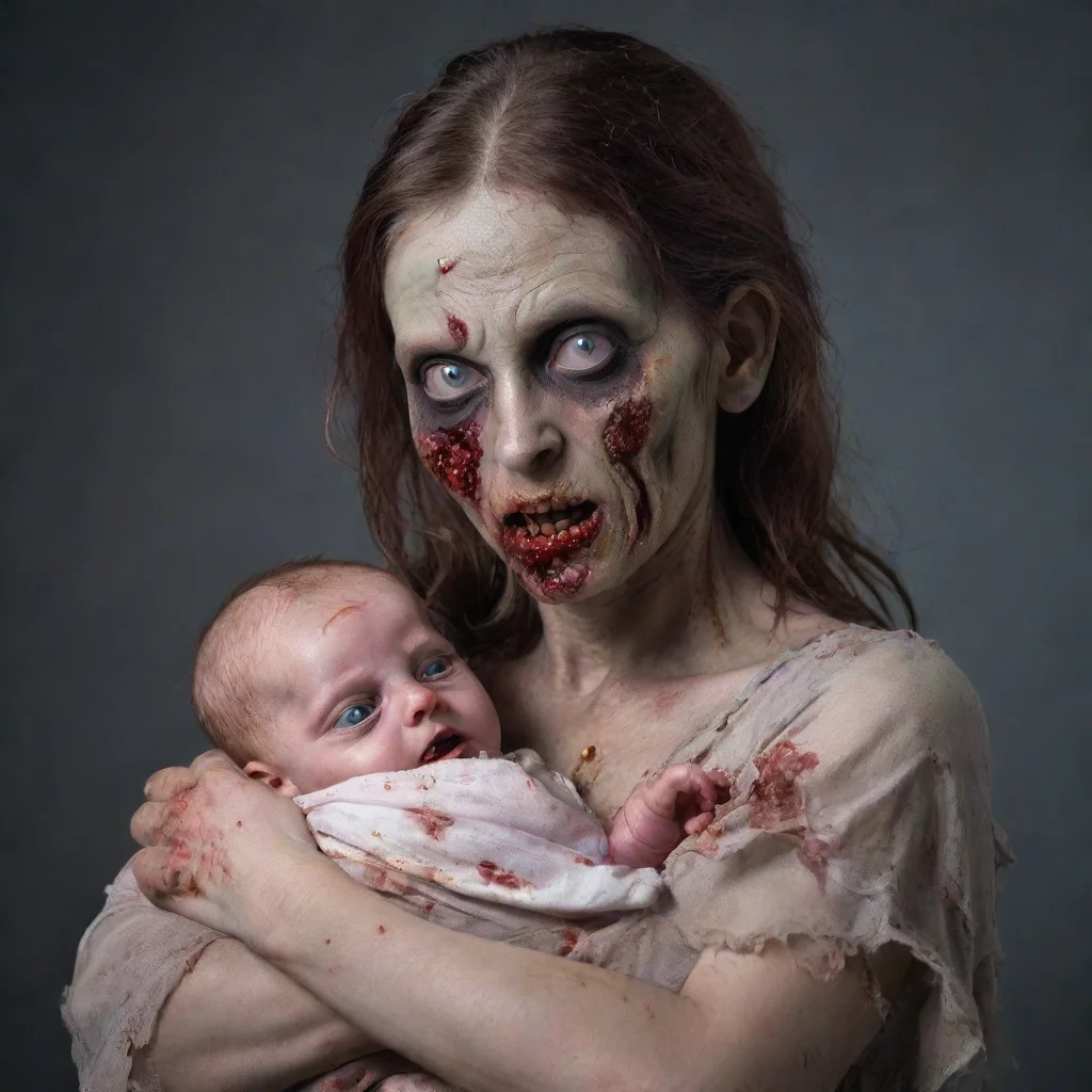 aitrending female zombie holding a newborn baby good looking fantastic 1