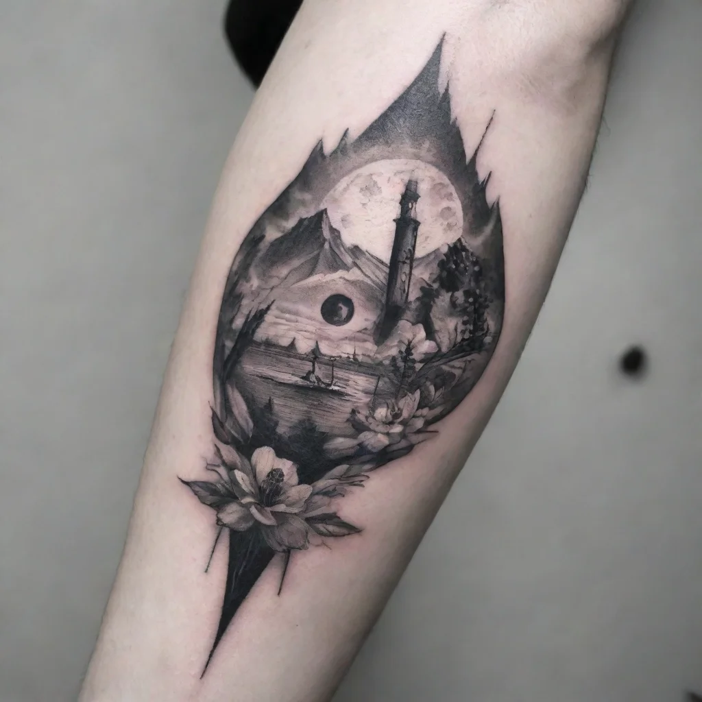 trending fine line black and white tattoo cinematic good looking fantastic 1