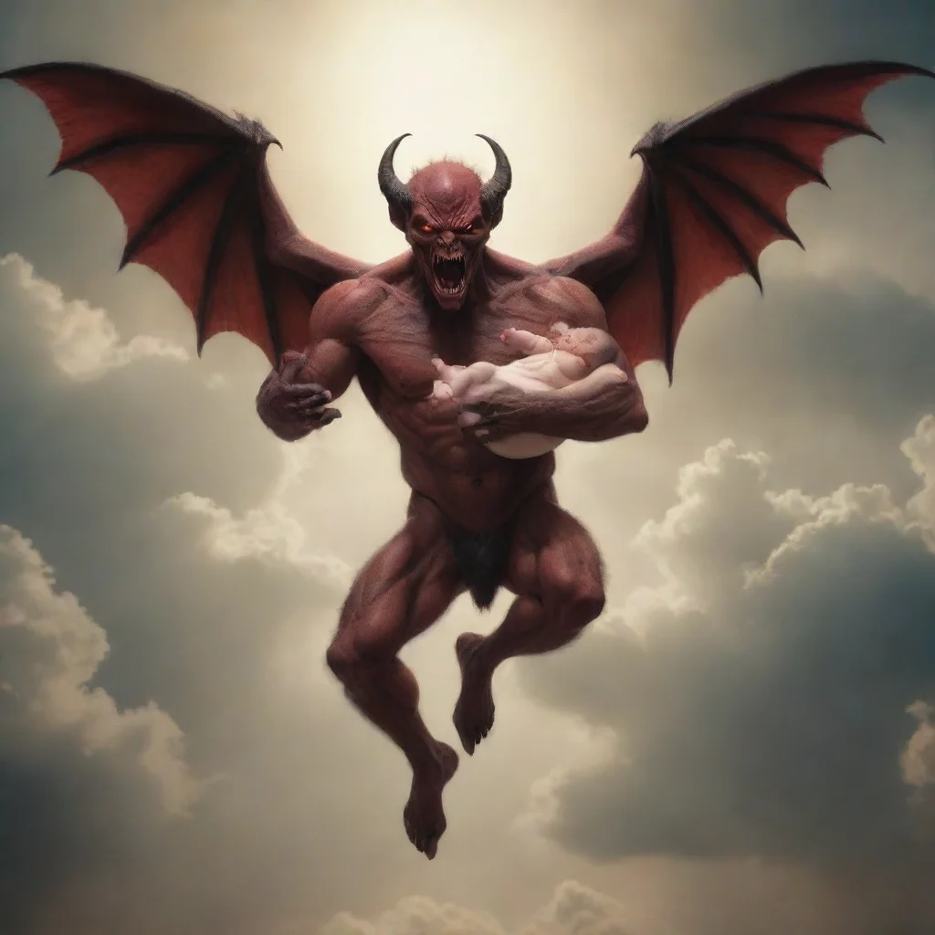 aitrending flying demon holding a newborn baby good looking fantastic 1