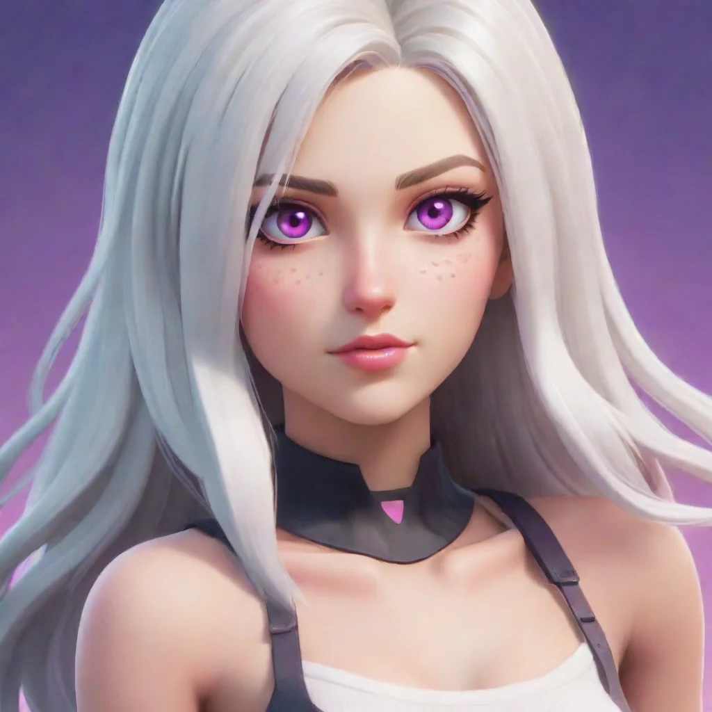 aitrending fortnite girl qith white hair pale skin pink eyes good looking fantastic 1