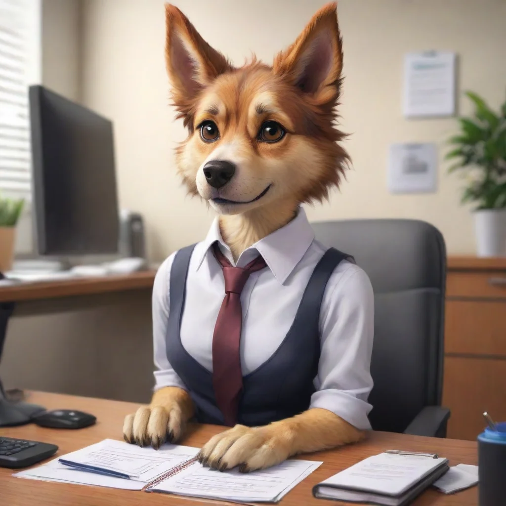 aitrending furry anthropomorphized dog female office worker good looking fantastic 1