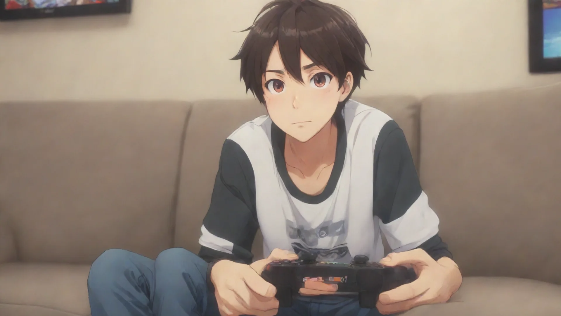 aitrending gamer boy anime cartoon on the couch playing games good looking fantastic 1 hdwidescreen