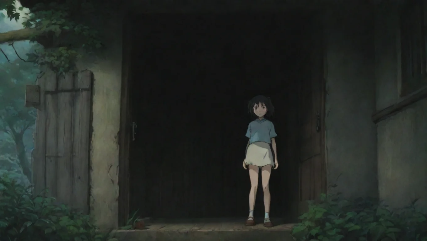 trending garlig handing on portch hd ghibli anime aesthetic dark horror 1800 vibe good looking fantastic 1 widescreen