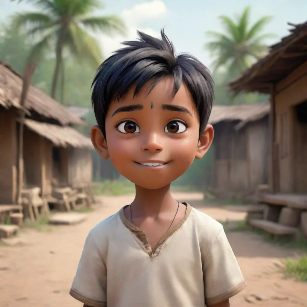 trending generate an image of  animated boy in indian village good looking fantastic 1