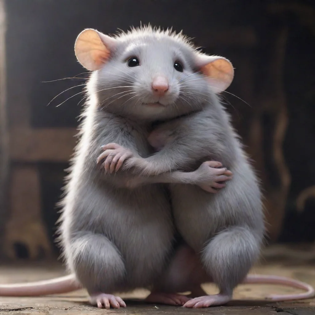 aitrending giant furry grey anthropomorphic rat hugging a human hd good looking fantastic 1