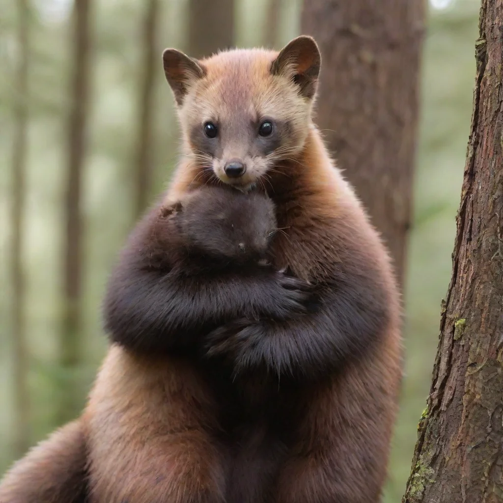 aitrending giant pine marten hugging human male good looking fantastic 1