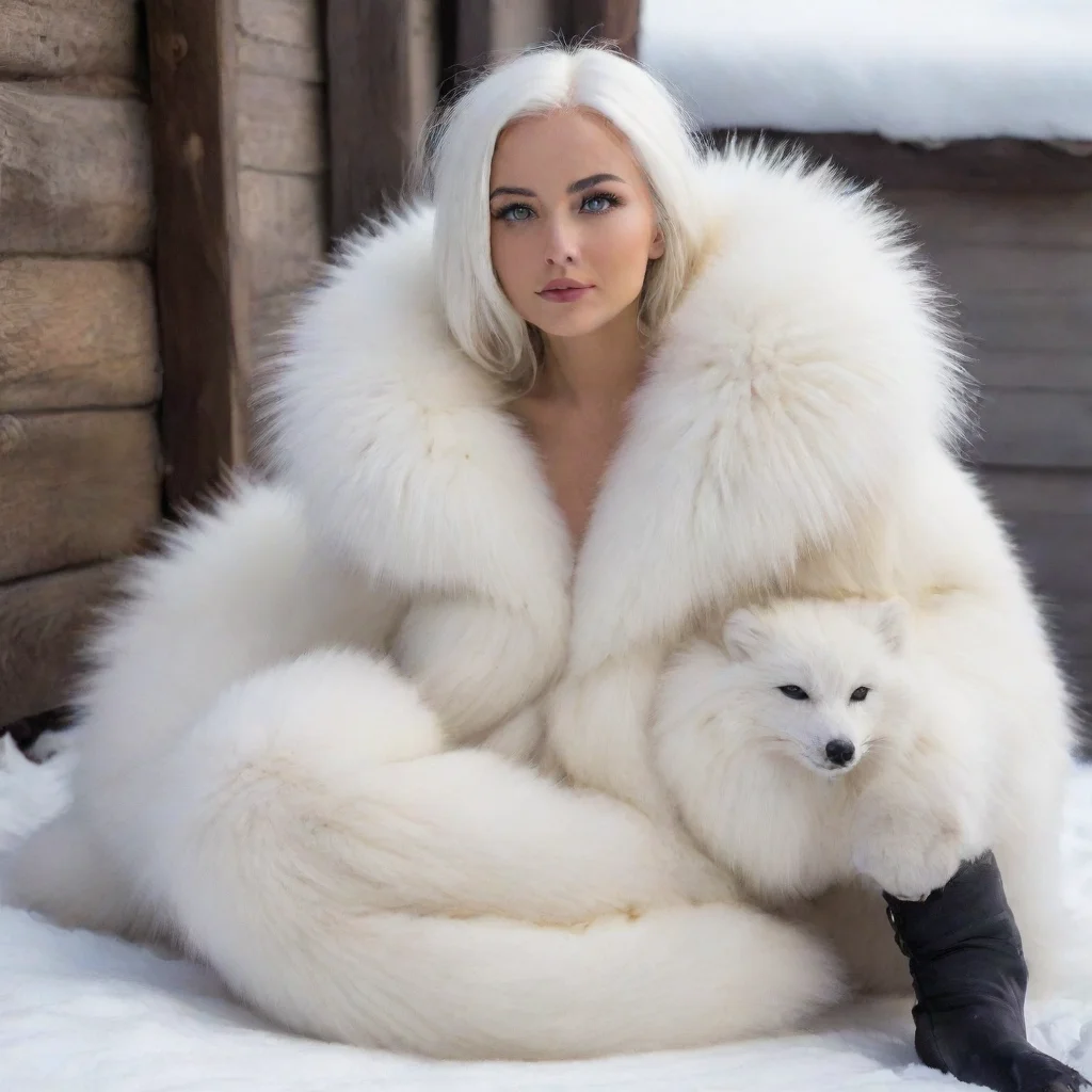 aitrending giant white arctic fox sitting with a human covered in arcticfox fur good looking fantastic 1