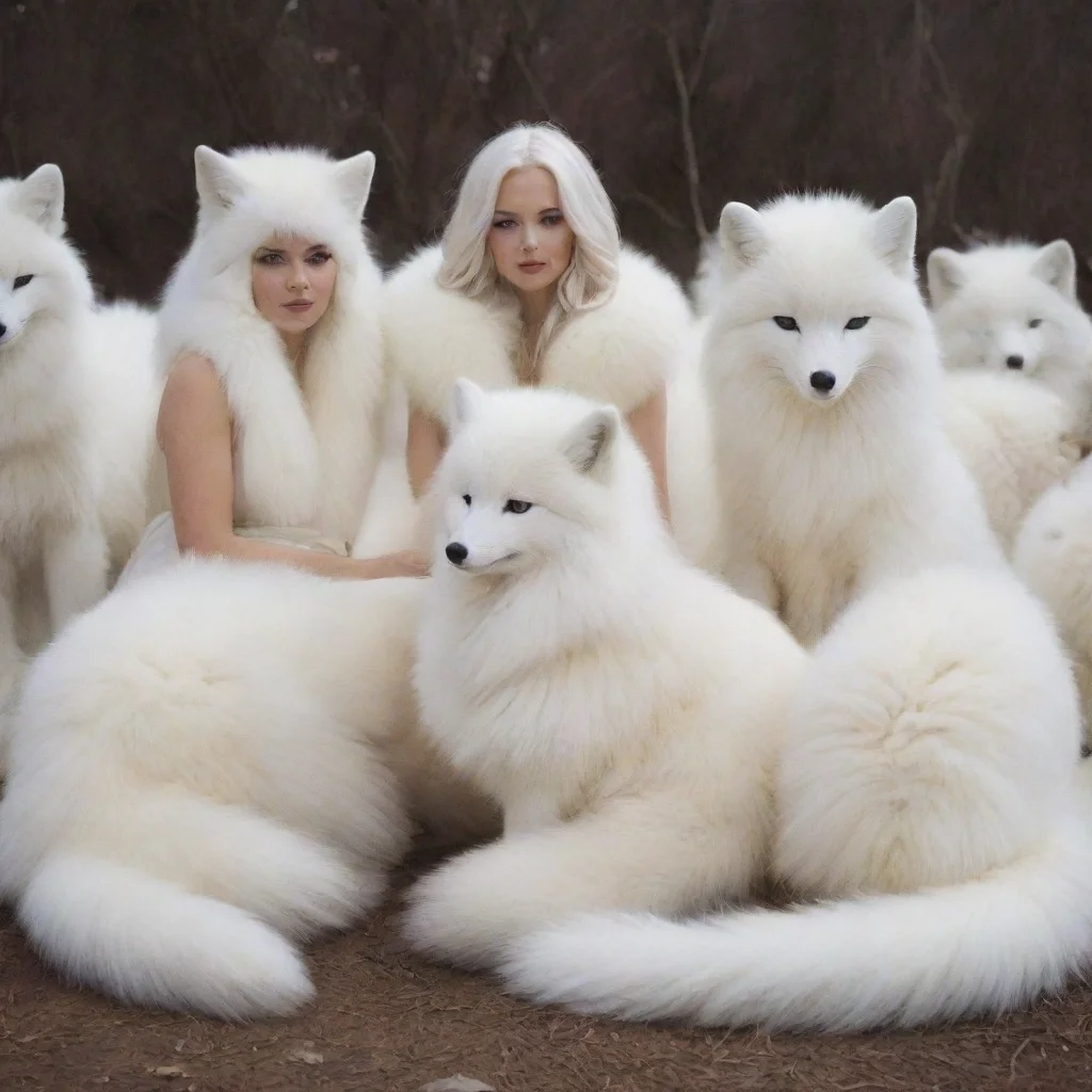 aitrending giant white arctic foxes sitting with a human covered in arcticfox fur good looking fantastic 1