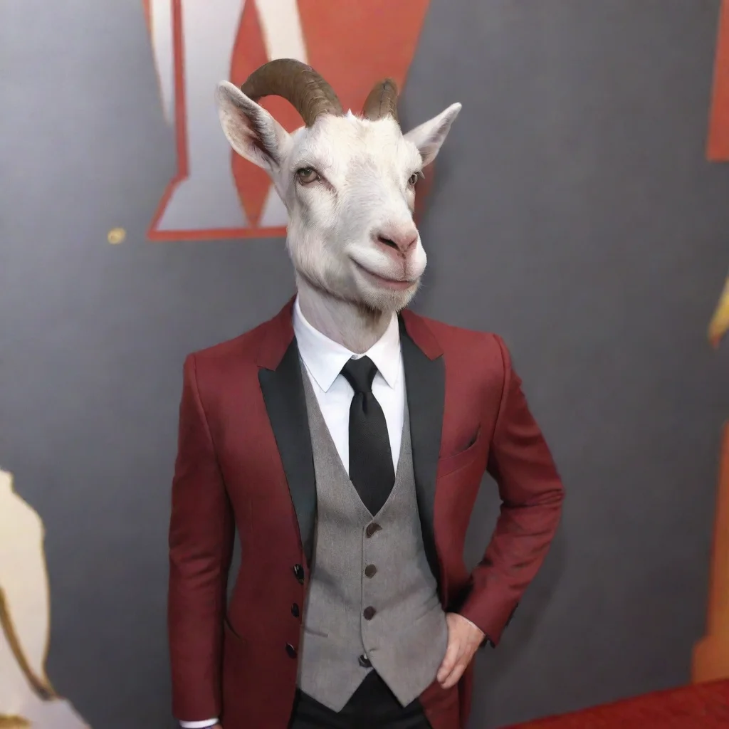 trending goat in suit red carpet but also as a goat human and goat character elon good looking fantastic 1