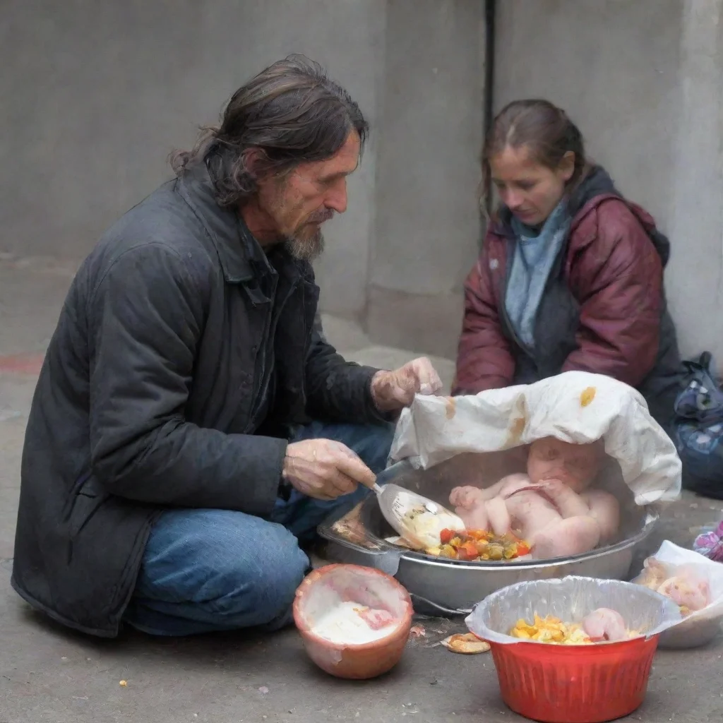 aitrending homeless man cooking a baby good looking fantastic 1