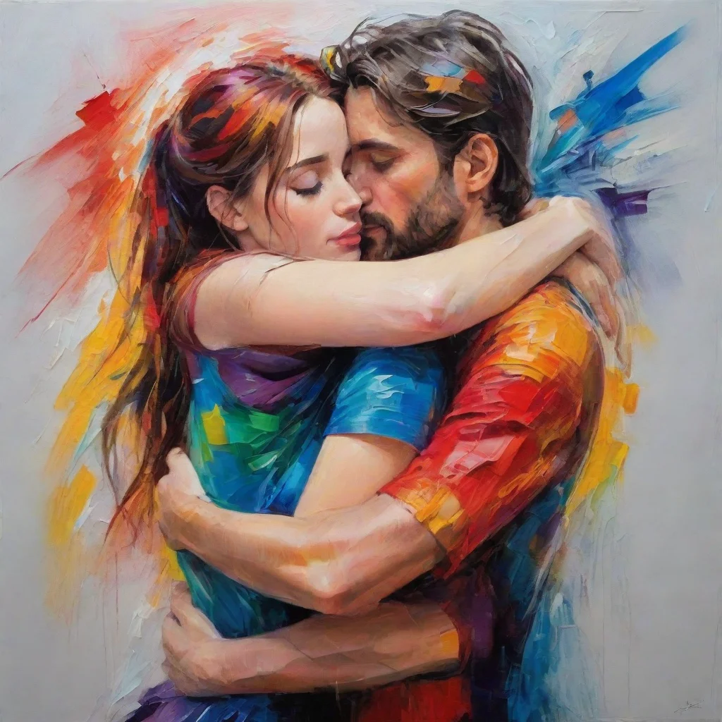 trending hugging hd characters amazing hd aesthetic best quality love colorful powerful artistic oil strokes good looking fantastic 1