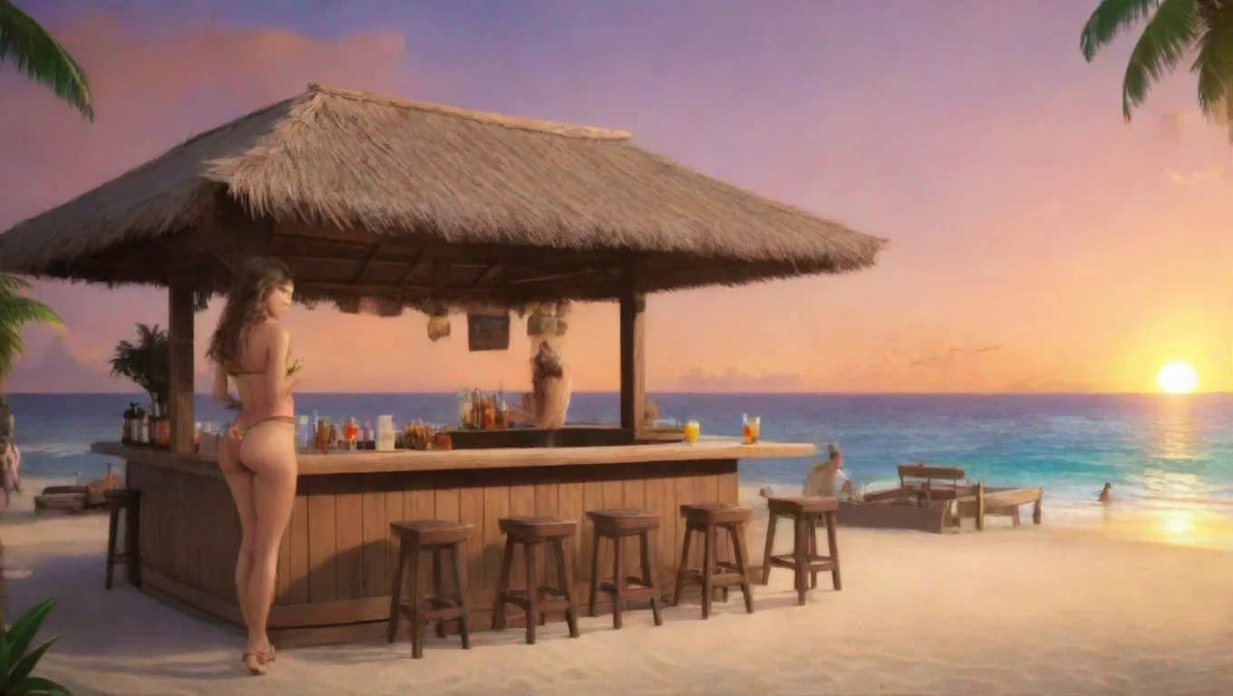 aitrending is a girl in swimwear at the bar and a bartender good looking fantastic 1