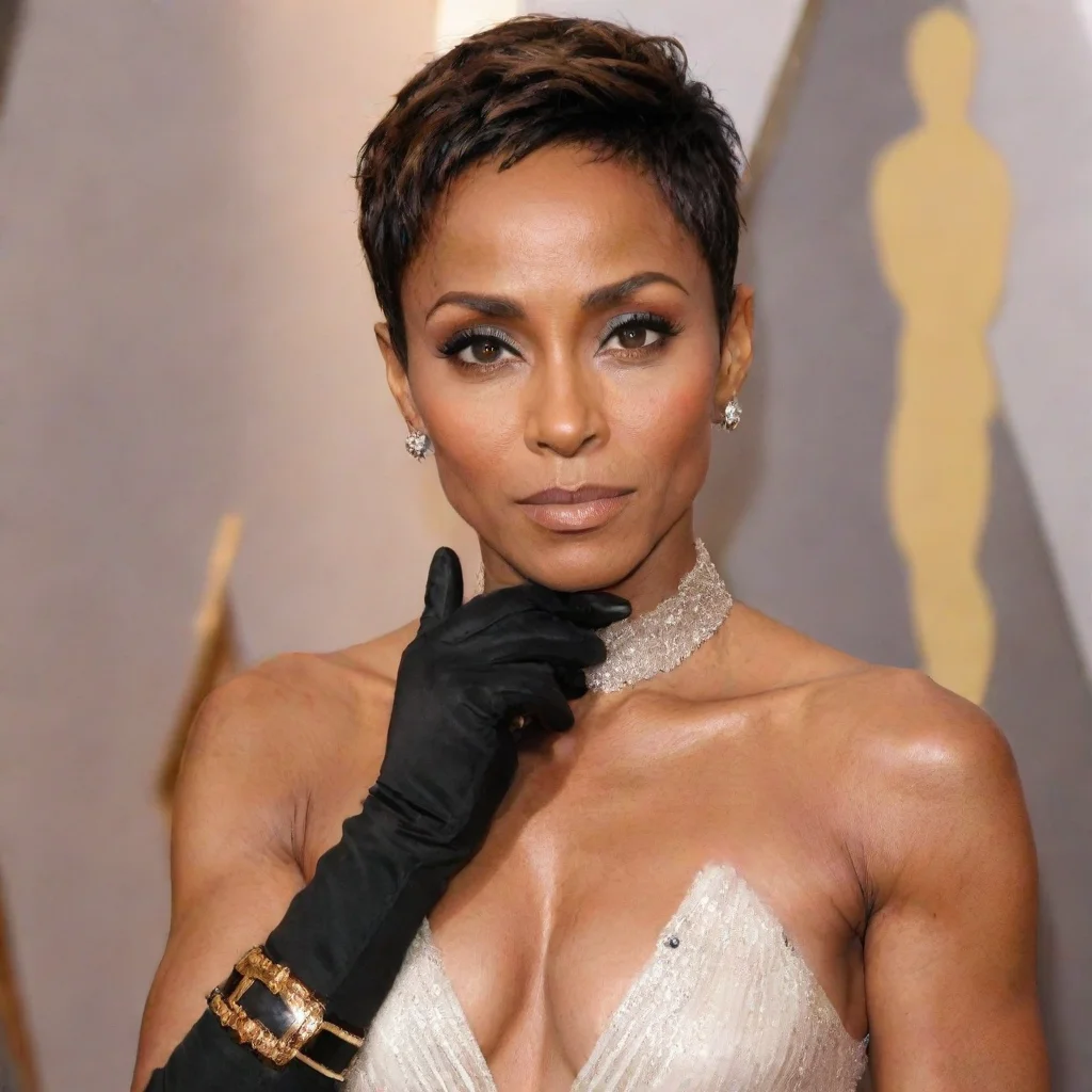 aitrending jada pinkett actress at the oscars with  black gloves and  gun good looking fantastic 1