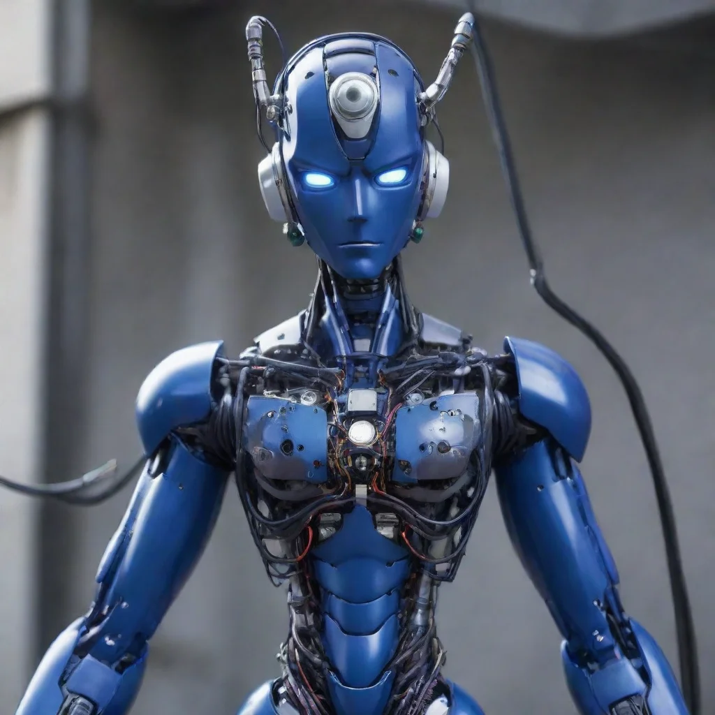 aitrending jojo bizarre adventure humanoid robot with dark blue metal and electric cables attached to him good looking fantastic 1