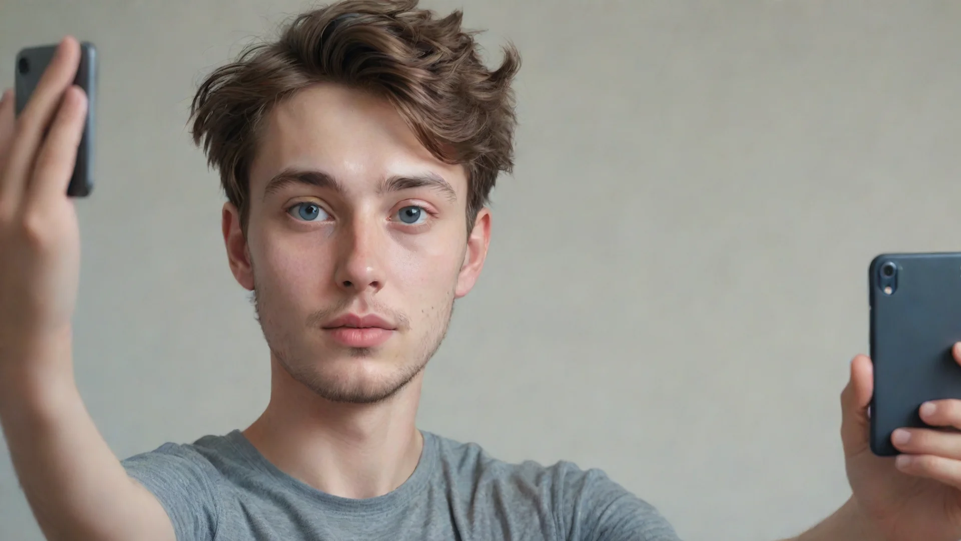 aitrending joung man taking selfies hyper realism good looking fantastic 1 wide
