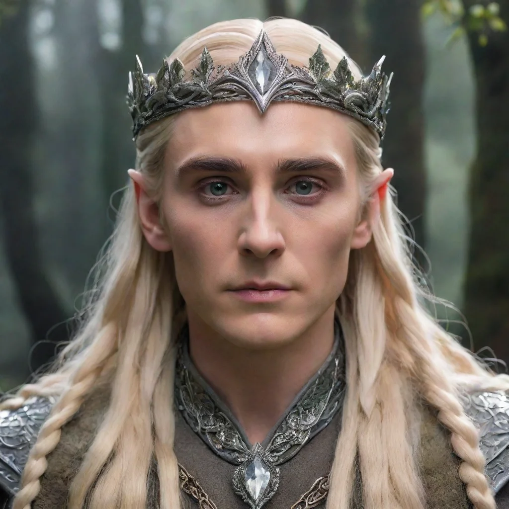 trending king thranduil with blond hair and braids wearing silver ivy circlet encrusted with diamonds with large center diamond good looking fantastic 1
