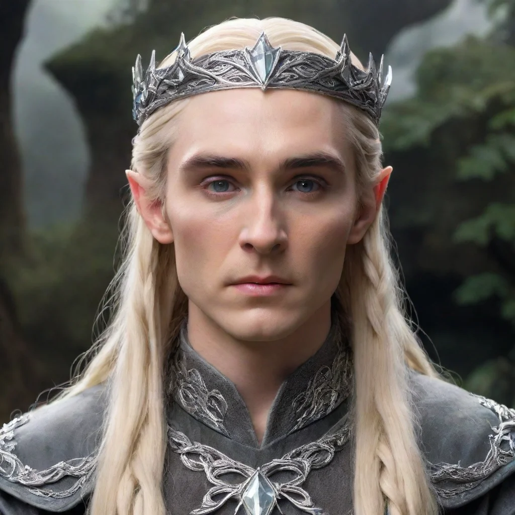 aitrending king thranduil with blond hair with braids wearing silver elvish circlet with large center diamond  good looking fantastic 1