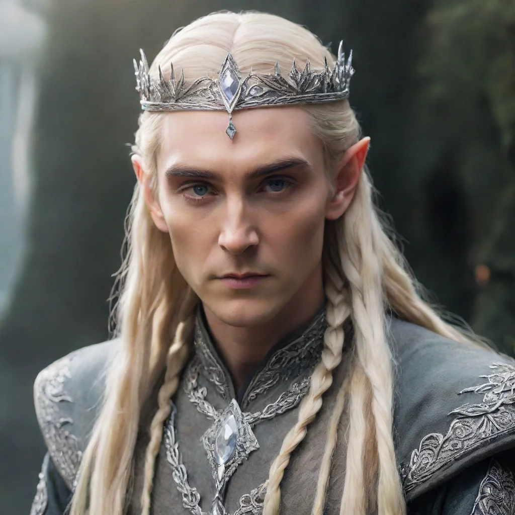 trending king thranduil with blonde hair and braids wearing silver sindarin elvish circlet encrusted with diamonds with large center diamond good looking fantastic 1