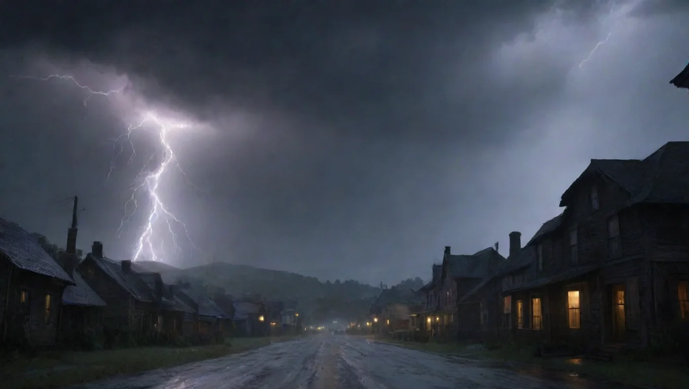 trending lightning dark horror vibe hd detailed town 1800s thunderstorm rain aesthetic good looking fantastic 1 widescreen