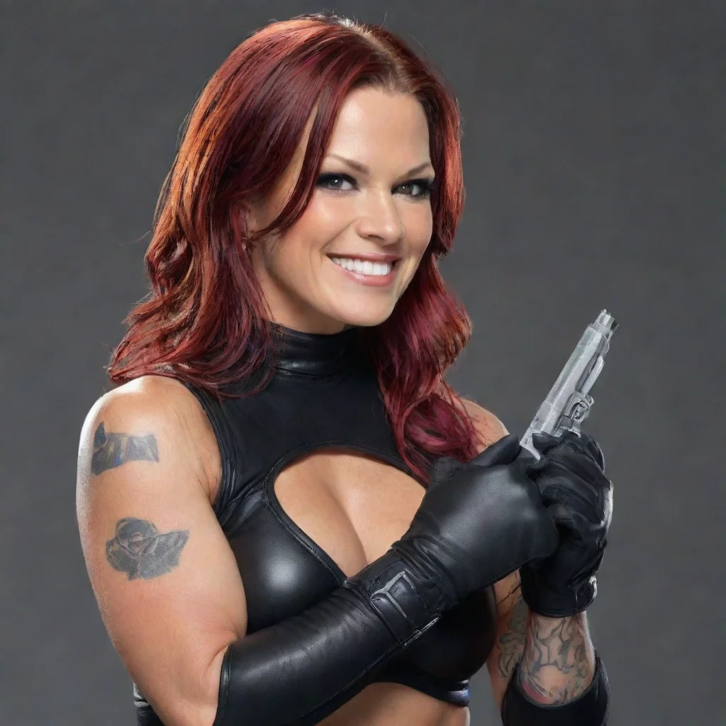 trending lita wwe smiling with black gloves and gun good looking fantastic 1