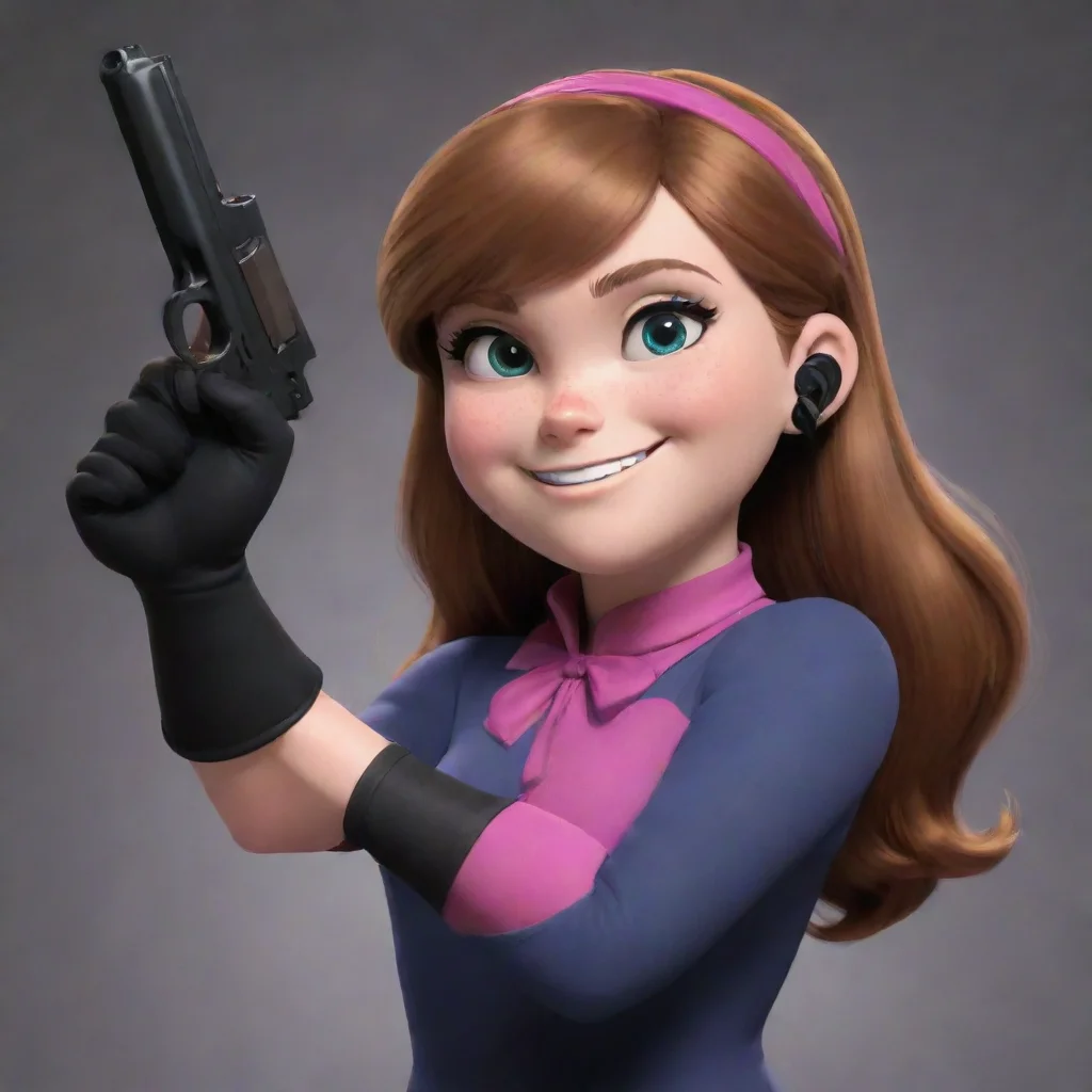 trending mabel pines smiling with black gloves and gun hd good looking fantastic 1