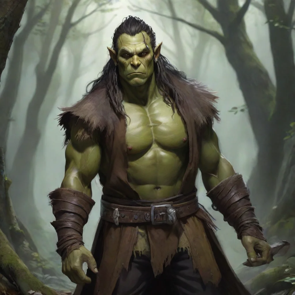 trending male half orc fantasy wizard forest good looking fantastic 1