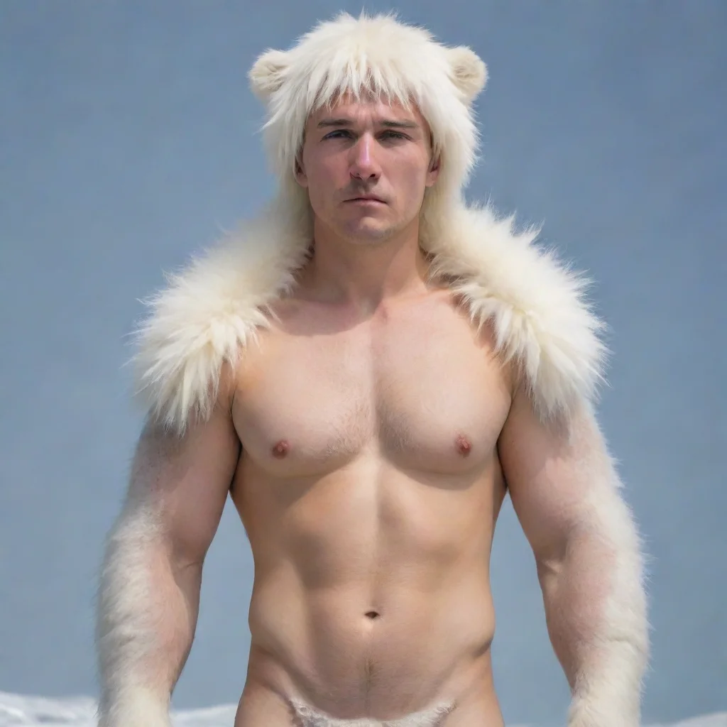 aitrending male human midtransformation covered in polarbear fur good looking fantastic 1
