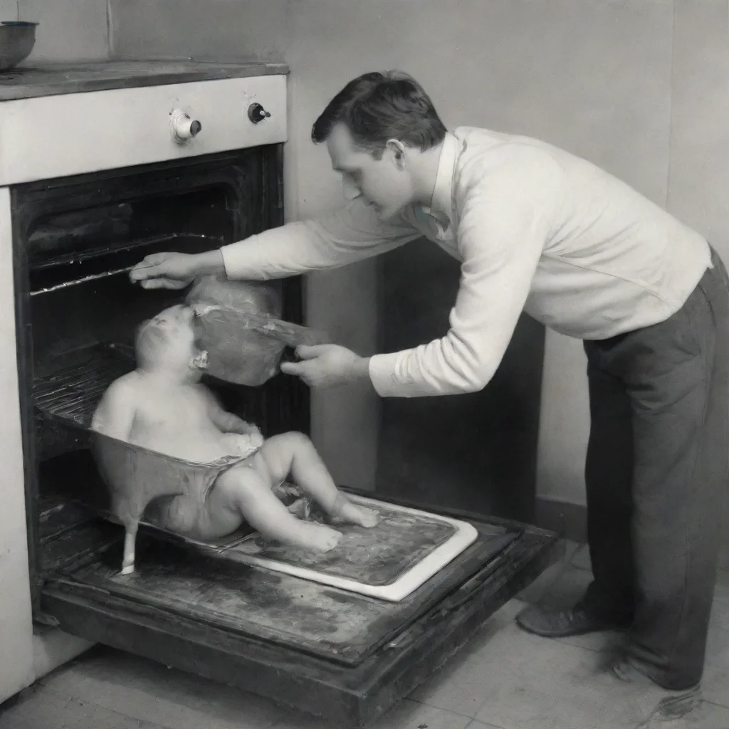 trending man cooking a baby in a oven good looking fantastic 1