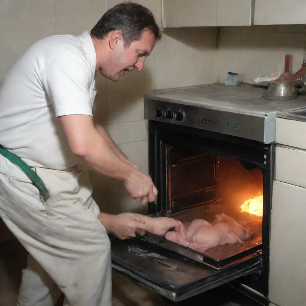 trending man cooking a newborn baby in a oven good looking fantastic 1