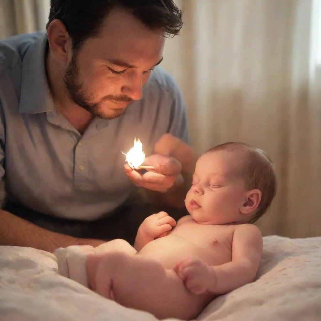 trending man lighting matches on a newborn baby good looking fantastic 1