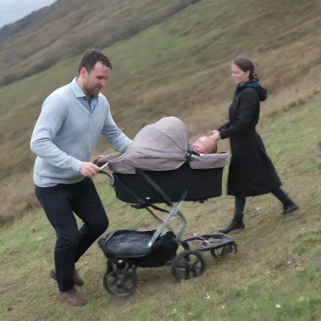 trending man push a baby in a pram down a hill good looking fantastic 1
