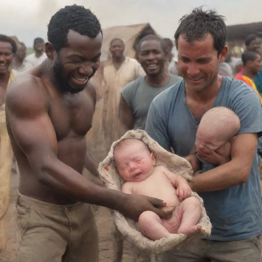 aitrending man puts a newborn baby on a capmfire while other people laugh good looking fantastic 1