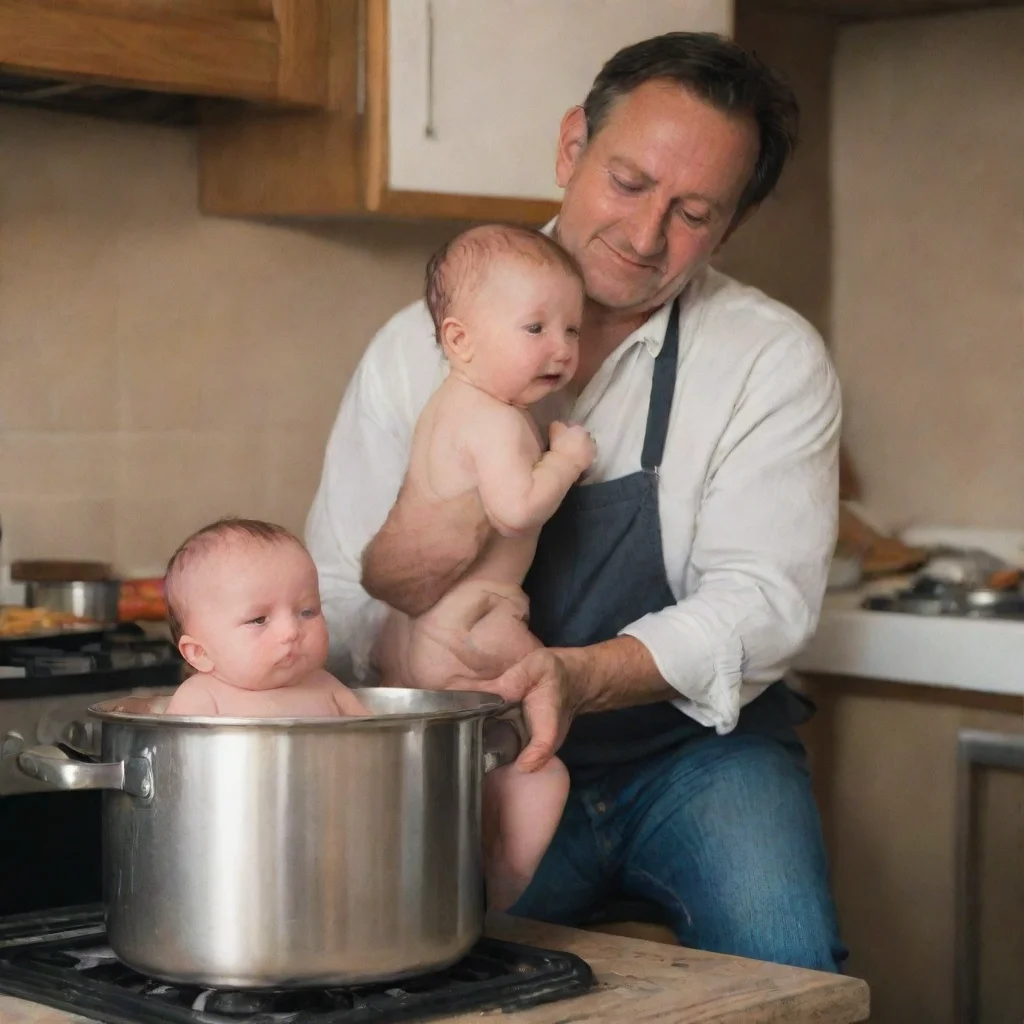 trending man putting a baby in a cooking pot good looking fantastic 1