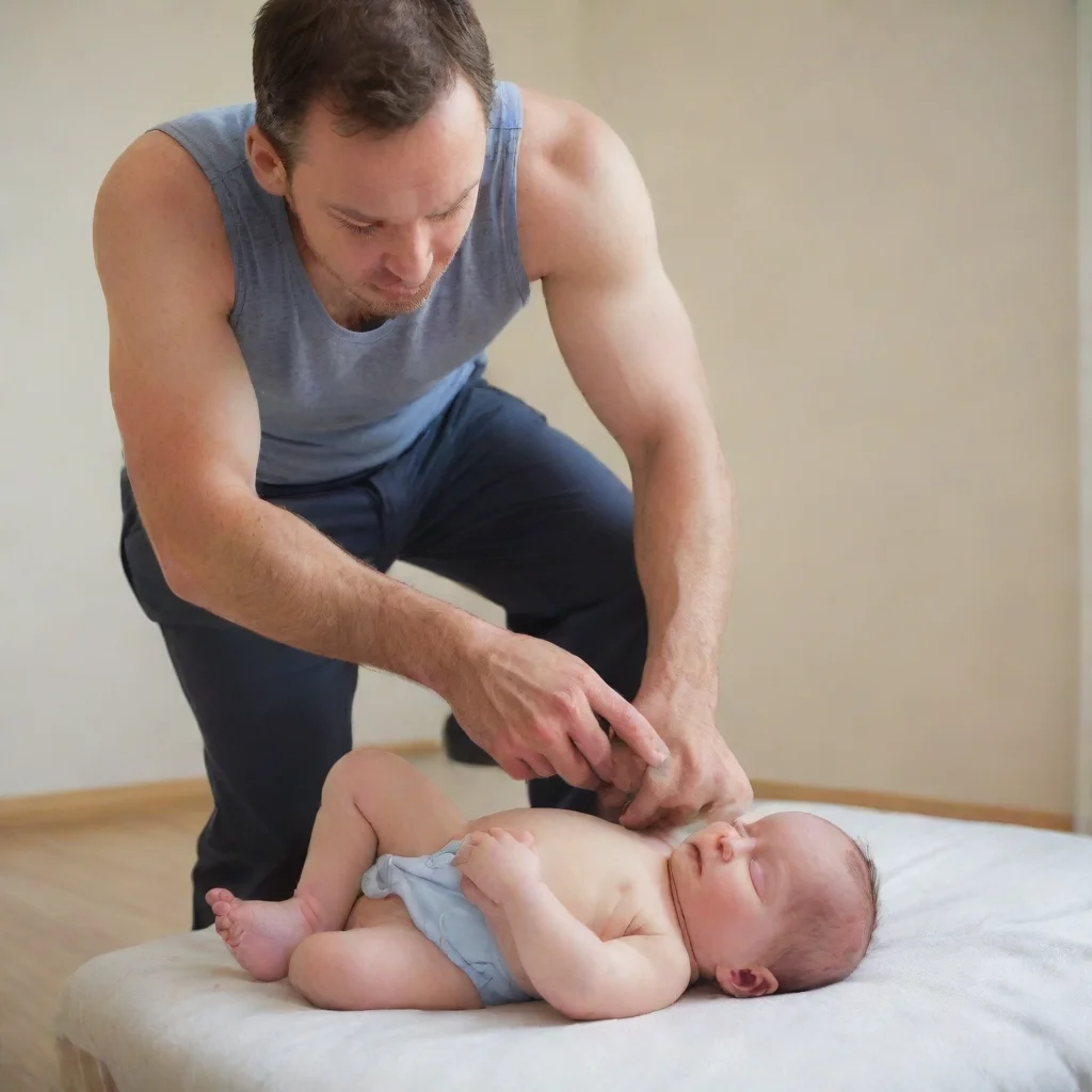 aitrending man putting a newborn baby down his trousers good looking fantastic 1