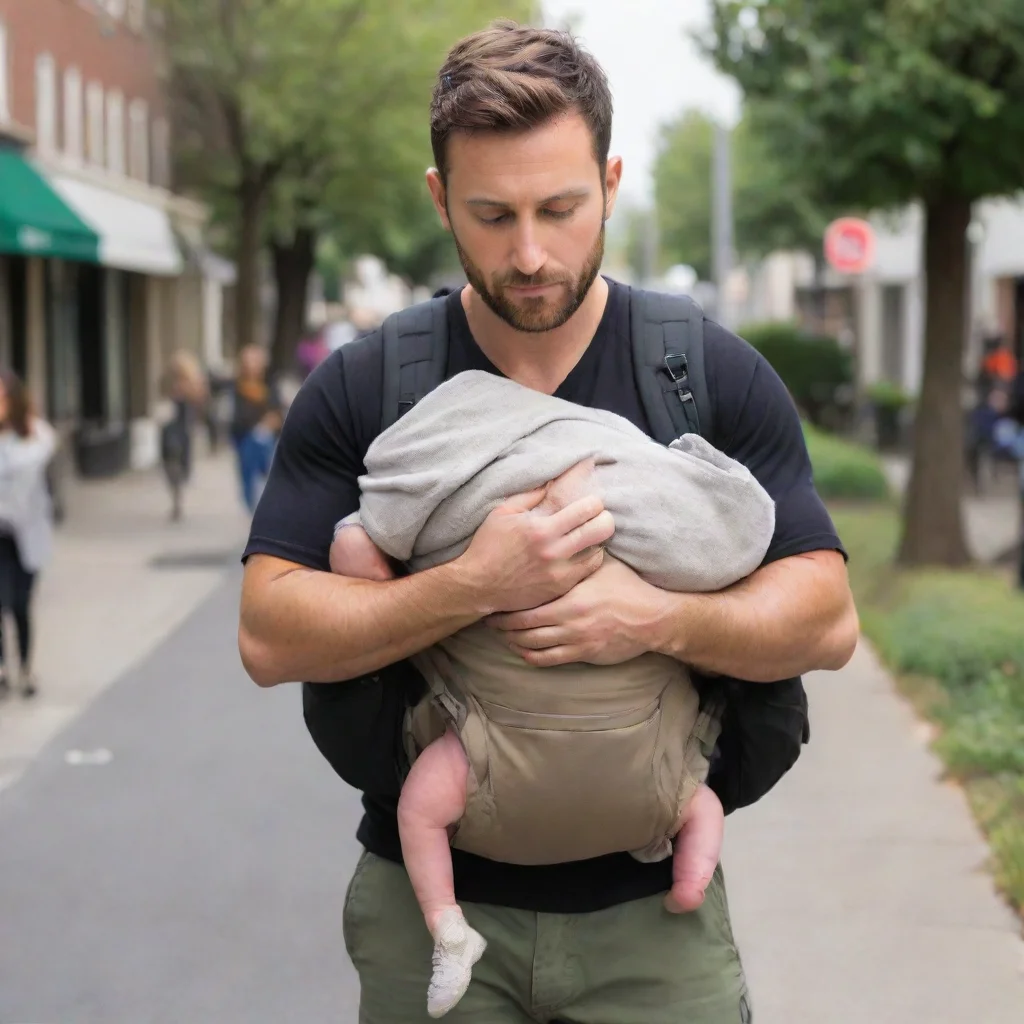 aitrending man putting a newborn baby in a ruck sack good looking fantastic 1