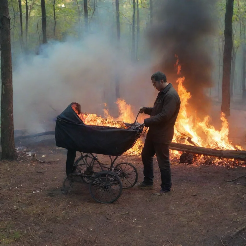 aitrending man setting a newborn baby in a buggy in the woods on fire good looking fantastic 1